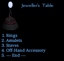 Jeweller's Table recipe categories Jeweller's Table recipe categories